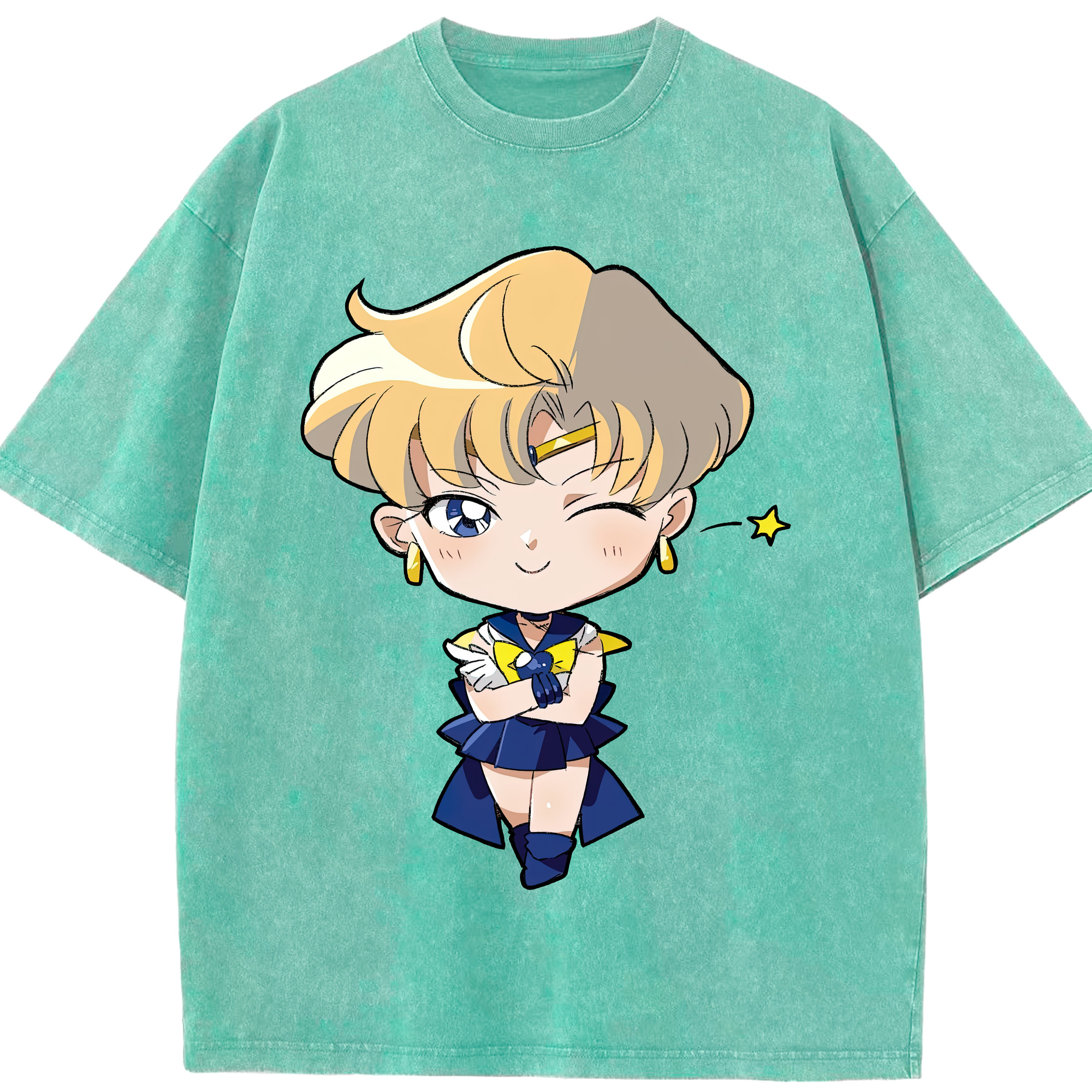 （画像用） 美少女戦士セーラームーン 天王はるか Sailor Moon Tenoh Haruka 綿100% ヴィンテージ風 半袖Tシャツ（フロントプリント）